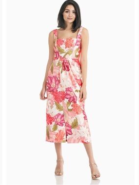 New Kay Unger Frankie Draped Floral Dress